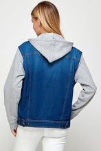 Load image into Gallery viewer, Blue Age Fleece Denim Contrast Hooded Jacket
