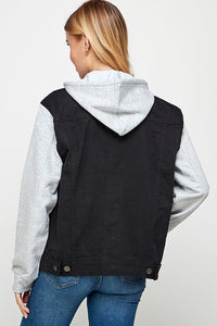 Blue Age Fleece Denim Contrast Hooded Jacket