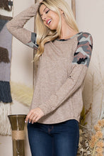 Load image into Gallery viewer, Orange Farm Clothing Solid Camouflage Contrast Long Sleeve Raglan Knit Top
