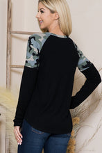 Load image into Gallery viewer, Orange Farm Clothing Solid Camouflage Contrast Long Sleeve Raglan Knit Top
