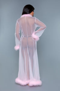 BE WICKED Full Length Sheer Marabou Robe