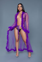 Cargar imagen en el visor de la galería, BE WICKED Full Length Sheer Marabou Robe
