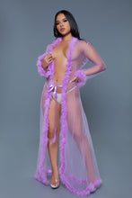 Cargar imagen en el visor de la galería, BE WICKED Full Length Sheer Marabou Robe
