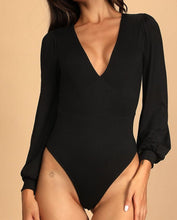 Load image into Gallery viewer, Q2 Romantic V-Neck Balloon Sleeve Tie-Back Bodysuit
