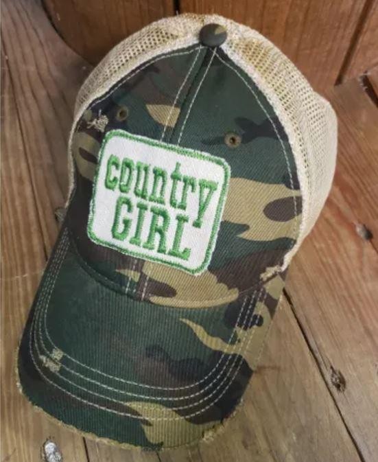 The Goat Stock Country Girl Vintage Distressed Adjustable Snapback Hat