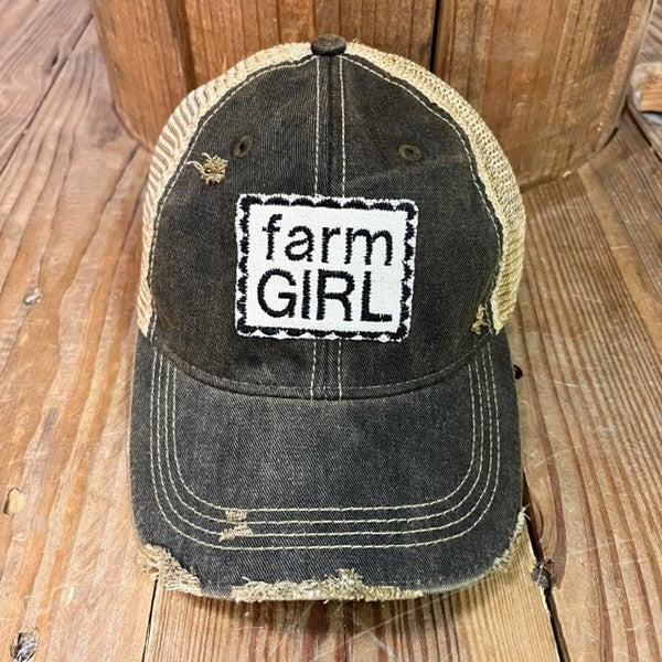 The Goat Stock Farm Girl Vintage Distressed Adjustable Snapback Hat