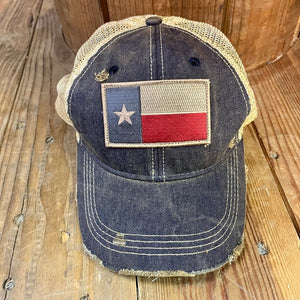 The Goat Stock Texas Flag Vintage Distressed Adjustable Snapback Hat