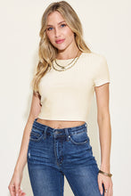 Carregar imagem no visualizador da galeria, Basic Bae Solid Color Short Sleeve Cropped Ribbed Knit T-Shirt
