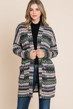 Ladda upp bild till gallerivisning, BOMBOM Aztec Open Front Long Sleeve Cardigan
