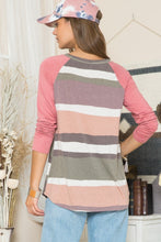 Carregar imagem no visualizador da galeria, Celeste Multicolor Striped Contrast Long Sleeve T-Shirt
