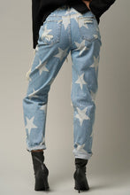 Ladda upp bild till gallerivisning, Insane Gene Star Pattern Destroyed Slouchy Straight Leg Blue Denim Jeans
