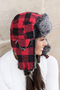 Ali's Corner Buffalo Plaid Trapper Hat