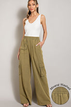 Load image into Gallery viewer, Eesome Mineral Washed Smocked Waist Wide Leg Cargo Pants
