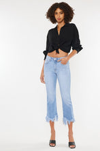 Load image into Gallery viewer, KanCan High Waisted Chewed Frayed Hem Bootcut Blue Denim Jeans
