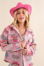 Load image into Gallery viewer, Blue B Exclusive Multicolor Jacquard Western Aztec Button Down Shacket
