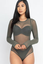 Cargar imagen en el visor de la galería, Capella Black Mesh Sheer Long Sleeve Bodysuit
