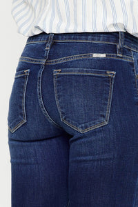 KanCan Marissa Mid RIse Chewed Raw Hem Blue Denim Skinny Jeans