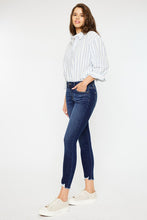 Load image into Gallery viewer, KanCan Marissa Mid RIse Chewed Raw Hem Blue Denim Skinny Jeans
