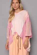 Carica l&#39;immagine nel visualizzatore di Gallery, POL Oversize High-Low Contrast V-Neck 3/4 Sleeve Top
