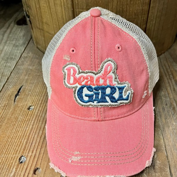 The Goat Stock Beach Girl Vintage Distressed Adjustable Snapback Hat