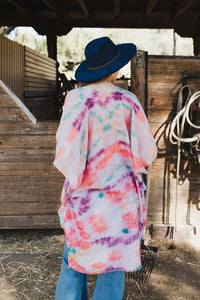 Leto Tie Dye Daydream Open Front Kimono