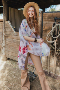 Leto Tie Dye Daydream Open Front Kimono