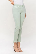 Carregar imagem no visualizador da galeria, Vervet by Flying Monkey Mid Rise Cropped Mint Green Straight Leg Denim Jeans
