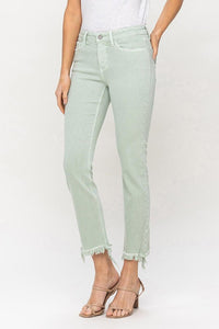 Vervet by Flying Monkey Mid Rise Cropped Mint Green Straight Leg Denim Jeans