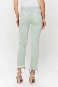 Vervet by Flying Monkey Mid Rise Cropped Mint Green Straight Leg Denim Jeans