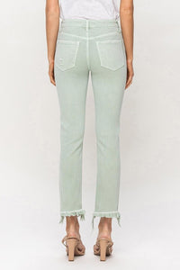 Vervet by Flying Monkey Mid Rise Cropped Mint Green Straight Leg Denim Jeans