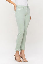 Cargar imagen en el visor de la galería, Vervet by Flying Monkey Mid Rise Cropped Mint Green Straight Leg Denim Jeans
