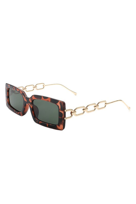 Cramilo Eyewear Square Flat Top Chain Link Design Sunglasses