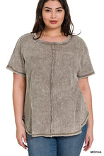 Load image into Gallery viewer, Plus Washed Baby Waffle Short Sleeve Top
