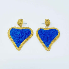 Load image into Gallery viewer, Ellison and Young Sunny Days Heart Raffia Earrings
