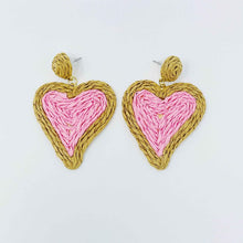 Load image into Gallery viewer, Ellison and Young Sunny Days Heart Raffia Earrings
