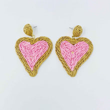 Ladda upp bild till gallerivisning, Ellison and Young Sunny Days Heart Raffia Earrings
