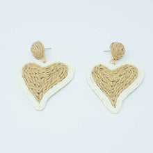 Load image into Gallery viewer, Ellison and Young Sunny Days Heart Raffia Earrings

