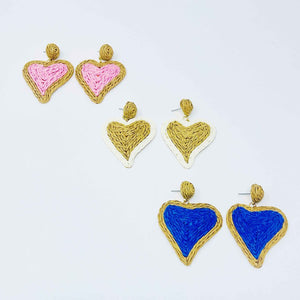 Ellison and Young Sunny Days Heart Raffia Earrings