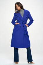 Cargar imagen en el visor de la galería, Coalition LA Royal Blue Double-Breasted Longline Coat
