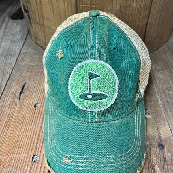 The Goat Stock Golf Vintage Distressed Adjustable Snapback Hat