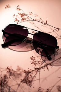 Julia Rose Black Unisex Aviator Sunglasses