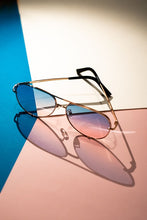 Load image into Gallery viewer, Julia Rose Gold Blue Pink Aviator Sunglasses
