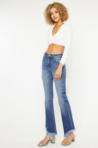 Kancan Luna High Waisted Blue Stone Washed Denim Bootcut Jeans