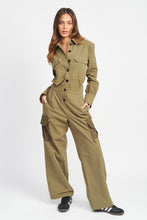 Load image into Gallery viewer, Emory Park Olive Green Button Down Straight Leg Jumpsuit
