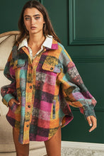 Load image into Gallery viewer, Bibi Multicolor Checkered Plaid Loose Fit Button Down Shacket
