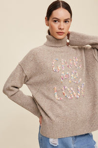 Listicle Give Me Love Stitched Turtleneck Sweater