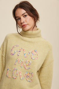 Listicle Give Me Love Stitched Turtleneck Sweater