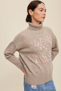 Listicle Give Me Love Stitched Turtleneck Sweater