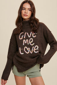 Listicle Give Me Love Stitched Turtleneck Sweater