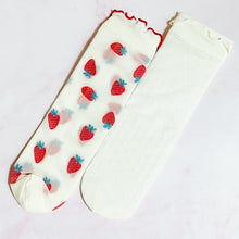 Ladda upp bild till gallerivisning, Dots And Strawberries Sheer Socks Set Of 2 Pairs
